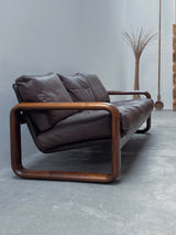 BURKHARD VOGTHERR FOR ROSENTHAL STUDIOLINE „HOMBRE“ ARMCHAIR & 3-SEATER SOFA ASH WOOD LEATHER, GERMANY 1970s