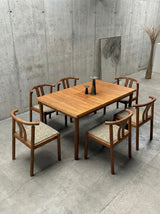 HANS J. FRYDENDAL FOR BOLTINGE STØLEFABRIK TEAKWOOD DINING TABLE & 6 CHAIRS, DENMARK 1970s
