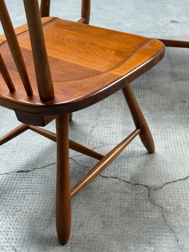 DESK IN SOLID WOOD WITH SPINDLE BACK CHAIR 1950s