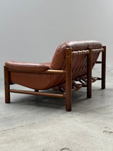 BRAZILIAN 2-SEATER SOFA LEATHER OAK, 1970S