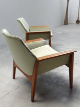 SET OF 2 STEEN ØSTERGAARD FOR JASON MØBLER ‚SENIOR‘ ARMCHAIRS IN TEAKWOOD & MOHAIR, DENMARK 1960s