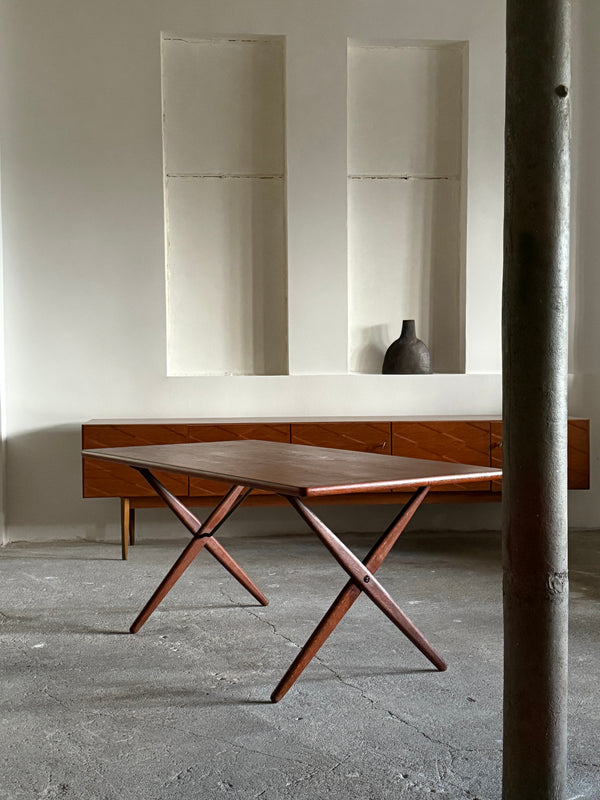 HANS WEGNER FOR ANDREAS TUCK AT-303 TEAK & OAK WOOD DESK / DINING TABLE, DENMARK 1960s