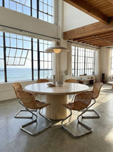 SET OF 6 RATTAN CANE CANTILEVER CHAIRS WITH CHROMED TUBULAR STEEL FRAME, ITALY 1970s