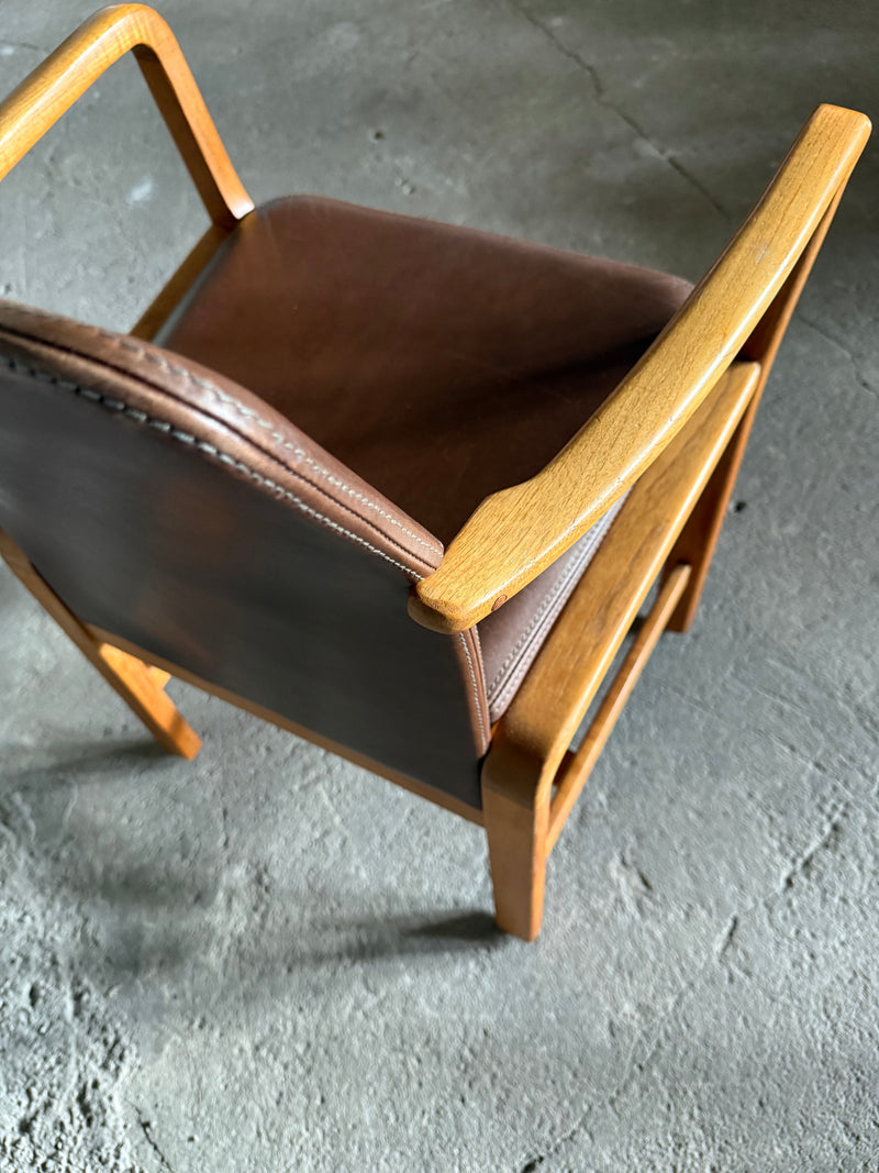 L. OLSEN & SØNS MØBELFABRIK TEAK LEATHER DINING CHAIRS, DENMARK 1960s