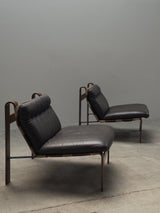 PAIR OF CARL STRAUB „SAFARI“ ARMCHAIRS IN LEATHER & BENTWOOD, GERMANY 1960s