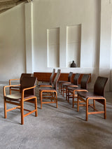 L. OLSEN & SØNS MØBELFABRIK TEAK LEATHER DINING CHAIRS, DENMARK 1960s