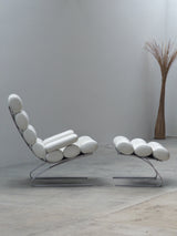 COR ‚SINUS‘ CANTILEVER LOUNGE CHAIR WHITE LEATHER CHROMED PLATED STEEL, GERMANY 1970s