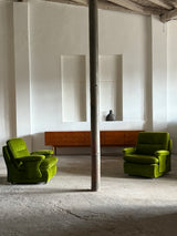 GREEN VELVET FUTURISM SPACE AGE ARMCHAIRS, GERMANY 1970s