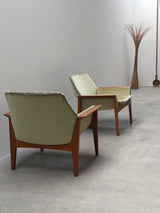 SET OF 2 STEEN ØSTERGAARD FOR JASON MØBLER ‚SENIOR‘ ARMCHAIRS IN TEAKWOOD & MOHAIR, DENMARK 1960s