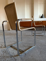 SET OF 2 TECTA D20 RATTAN TUBULAR STEEL CANTILEVER CHAIRS, GERMANY 1980s