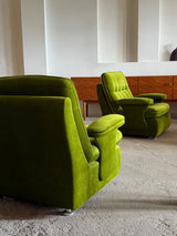 GREEN VELVET FUTURISM SPACE AGE ARMCHAIRS, GERMANY 1970s