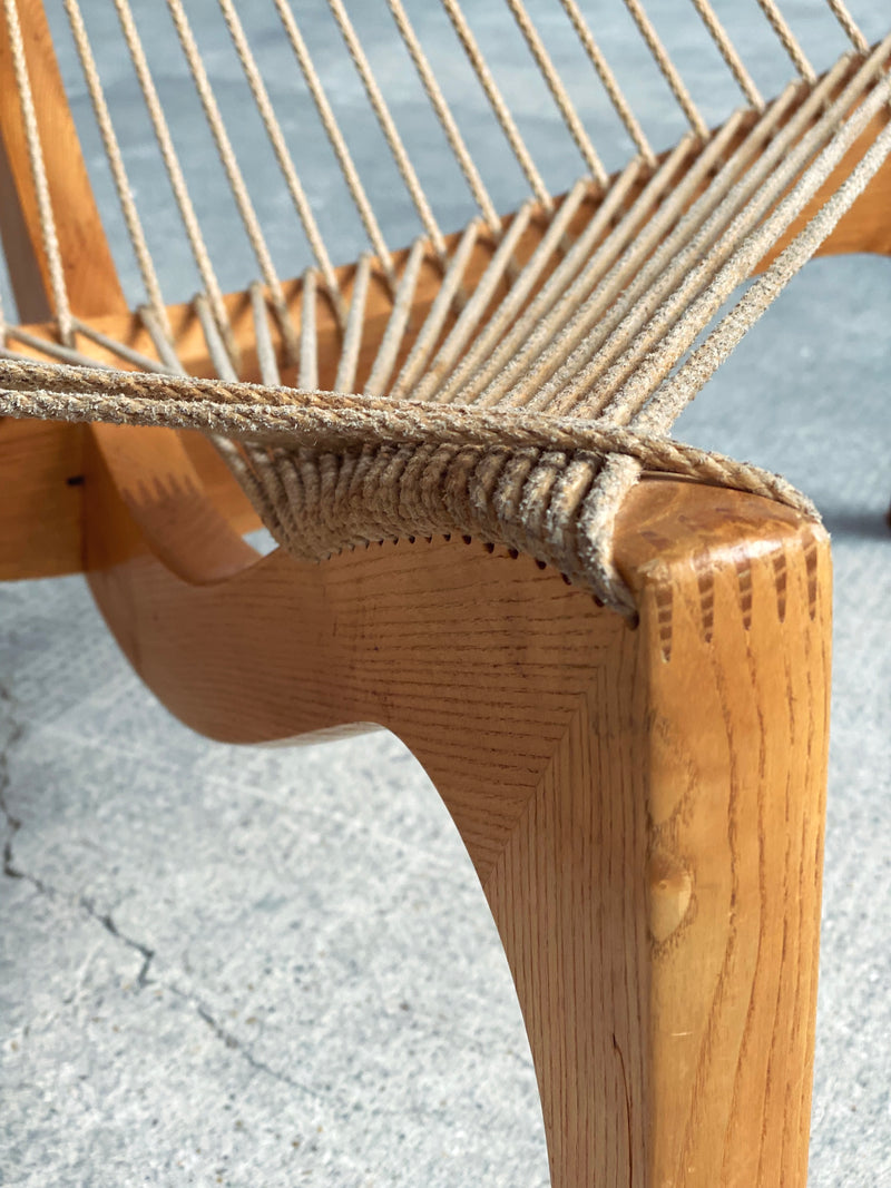 „Harp Chair“ Jørgen Høvelskov Für Christensen & Larsen Møbelhandvark Dänemark 1960er Jahre Esche Holz & Seil