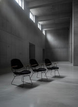 CEES BRAAKMAN & ADRIAAN DECKER FOR PASTOE „FM06“ WIRE CHAIRS TEAK ARMREST VELVET CORDUROY, NETHERLANDS 1950s