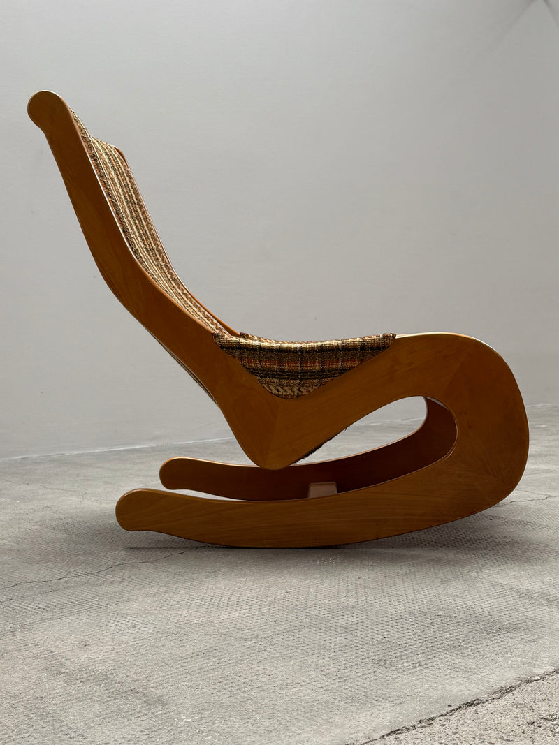 CASALA MIDCENTURY ROCKING CHAIR BEECH WOOD BOUCLÉ, GERMANY 1960s