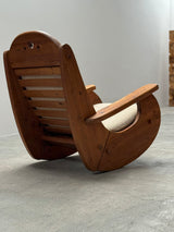 WASA ROCKING CHAIR XL SOLID PINE WOOD BRUTALIST, GERMANY 1980s