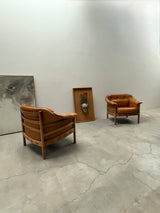 SET OF 2 SVEN ELLEKAER FOR COJA ARMCHAIRS LEATHER WOOD, NETHERLANDS 1960s