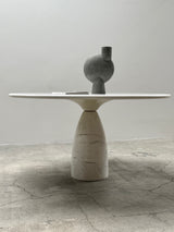 PETER DRAENERT „FINALE 1790“ WHITE LASS MARBLE DINING TABLE ROUND 140cm, GERMANY 1970s