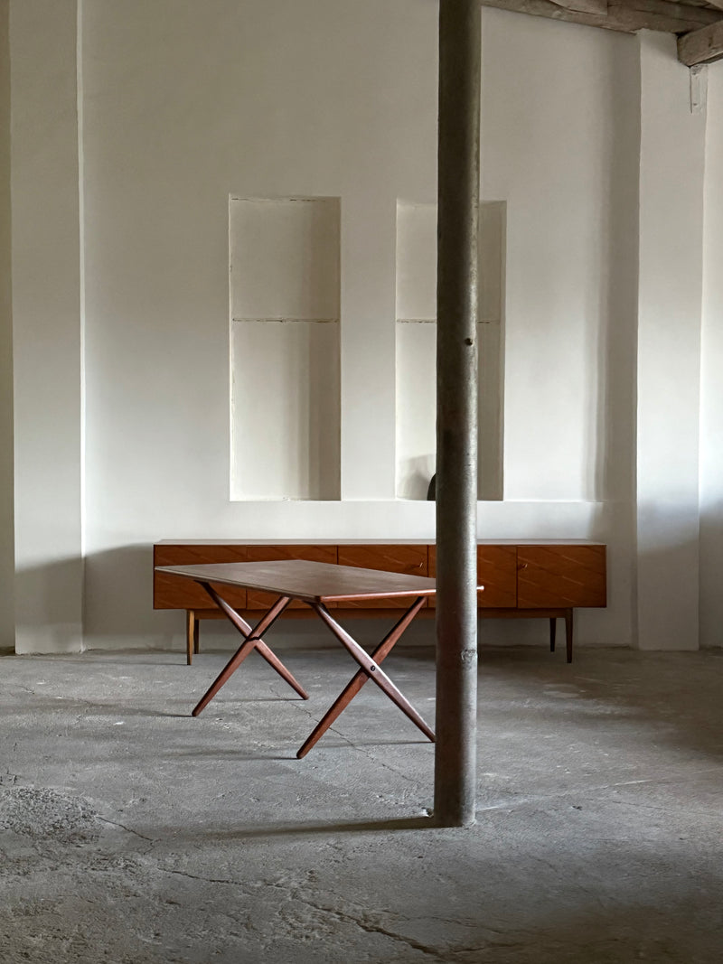 HANS WEGNER FOR ANDREAS TUCK AT-303 TEAK & OAK WOOD DESK / DINING TABLE, DENMARK 1960s