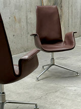 FABRICIUS & KASTHOLM FOR KNOLL FK LOUNGE CHAIR 6727-3G LEATHER ALUMINIUM SWIVEL ARMCHAIR