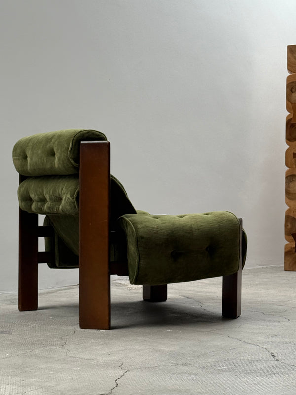 GREEN BRAZILIAN TERRY CLOTH ARMCHAIR, 1970s