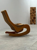 CASALA MIDCENTURY ROCKING CHAIR BEECH WOOD BOUCLÉ, GERMANY 1960s