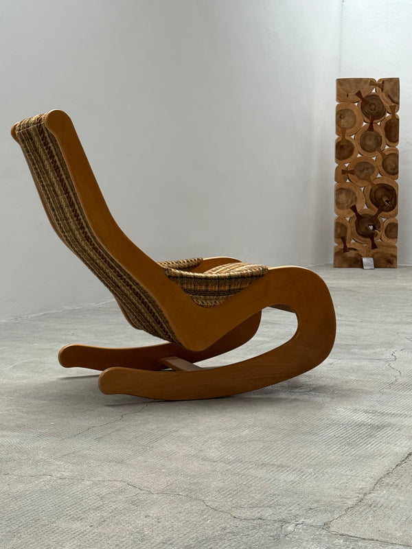 CASALA MIDCENTURY ROCKING CHAIR BEECH WOOD BOUCLÉ, GERMANY 1960s