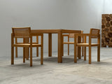 DERK JAN DE VRIES FOR MAISA DE SEVESO DINING TABLE & 4 CHAIRS SET ASH WOOD RATTAN, ITALY 1970S