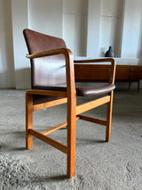 L. OLSEN & SØNS MØBELFABRIK TEAK LEATHER DINING CHAIRS, DENMARK 1960s