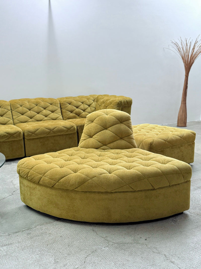 LAAUSER SECTIONAL SOFA ARMCHAIR GREEN VELVET, GERMANY 1970S