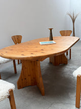 NIELS KOEFOED DINING TABLE & 6 CHAIRS PINE SHEEP, DENMARK 1980s