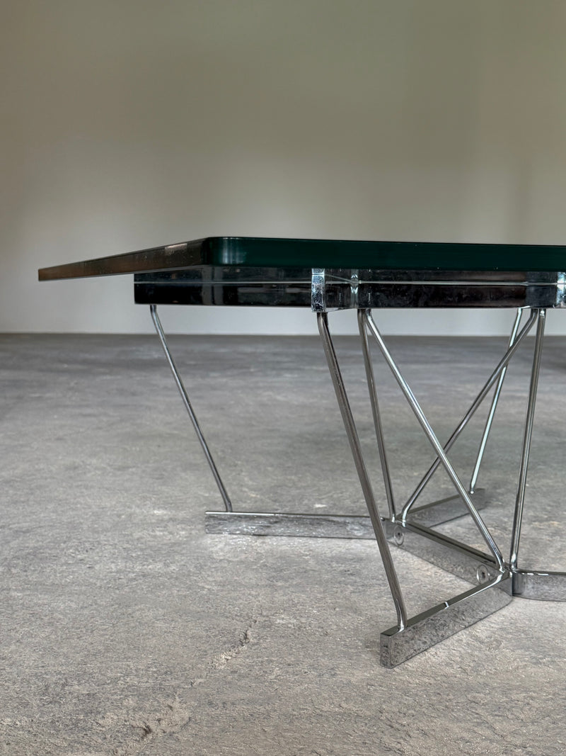 GEORGE NELSON FOR HERMAN MILLER „CATANERY“ COFFEE TABLE GLASS CHROMED STEEL, USA 1960s