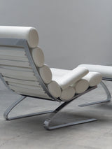 COR ‚SINUS‘ CANTILEVER LOUNGE CHAIR WHITE LEATHER CHROMED PLATED STEEL, GERMANY 1970s