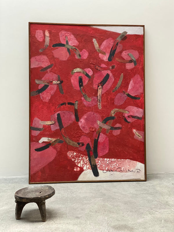 „VERZWEIGT VOR ROT“ - SCHLICKER, JOHANNES OIL ON CANVAS 150x110cm 1985