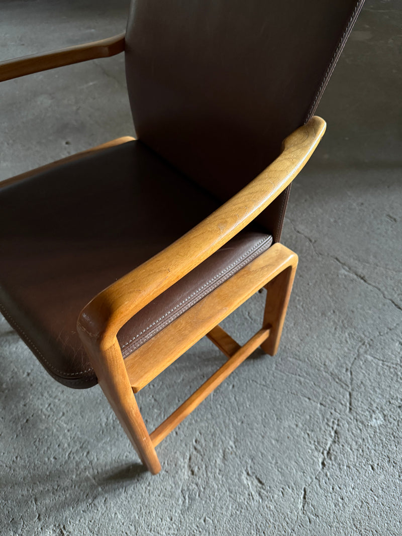 L. OLSEN & SØNS MØBELFABRIK TEAK LEATHER DINING CHAIRS, DENMARK 1960s