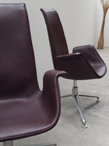 FABRICIUS & KASTHOLM FOR KNOLL ‚FK LOUNGE CHAIR 6725‘ LEATHER ALUMINIUM SWIVEL ARMCHAIR
