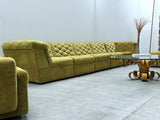 LAAUSER SECTIONAL SOFA ARMCHAIR GREEN VELVET, GERMANY 1970S