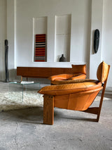 BRAZILIAN DESIGN BRUTALIST SEATING GROUP LEATHER OAK, 1970s
