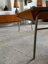 INDUSTRIAL DESK WOOD STEEL 2 COMPARTMENTS, GERMANY 1950s