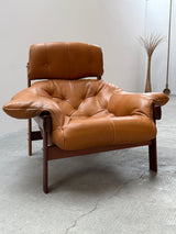 Percival Lafer MP-41 Set Sofa Sessel Ottoman Couchtisch Cognac Leder, Brasilien 1970er Jahre