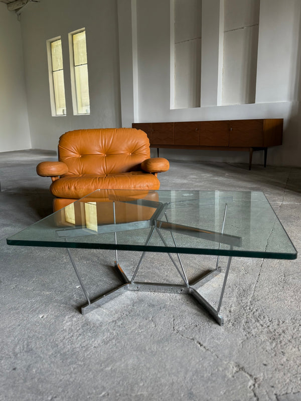 GEORGE NELSON FOR HERMAN MILLER „CATANERY“ COFFEE TABLE GLASS CHROMED STEEL, USA 1960s