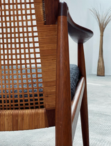 SET OF 2 HARTMUT LOHMEYER FOR WILKHAHN „MODEL 400“ TEAK WOOD RATTAN ARMCHAIRS, GERMANY 1960s