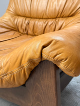 MAISON REGAIN LEATHER OAK ARMCHAIRS & SOFA, FRANCE 1970s
