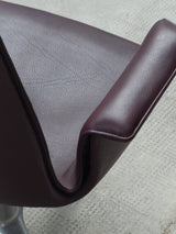 FABRICIUS & KASTHOLM FOR KNOLL ‚FK LOUNGE CHAIR 6725‘ LEATHER ALUMINIUM SWIVEL ARMCHAIR