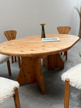 NIELS KOEFOED DINING TABLE & 6 CHAIRS PINE SHEEP, DENMARK 1980s