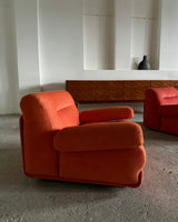 SET OF 2 JO OTTERPOHL FOR COR LOUNGE ARMCHAIRS RED & ORANGE, GERMANY 1960s