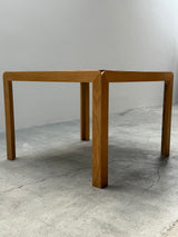 DERK JAN DE VRIES FOR MAISA DE SEVESO DINING TABLE & 4 CHAIRS SET ASH WOOD RATTAN, ITALY 1970S