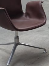 FABRICIUS & KASTHOLM FOR KNOLL ‚FK LOUNGE CHAIR 6725‘ LEATHER ALUMINIUM SWIVEL ARMCHAIR
