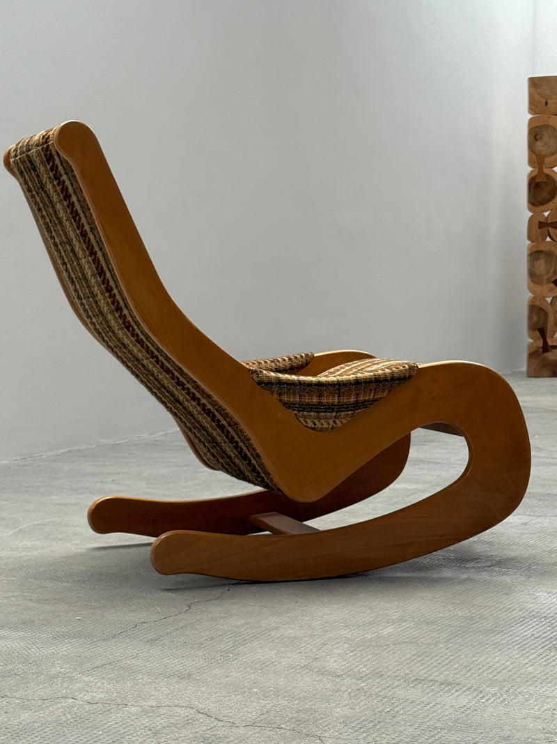 CASALA MIDCENTURY ROCKING CHAIR BEECH WOOD BOUCLÉ, GERMANY 1960s