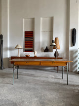 INDUSTRIAL DESK WOOD STEEL 2 COMPARTMENTS, GERMANY 1950s