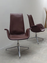 FABRICIUS & KASTHOLM FOR KNOLL ‚FK LOUNGE CHAIR 6725‘ LEATHER ALUMINIUM SWIVEL ARMCHAIR